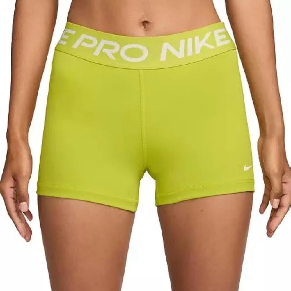 Nike Women's Pro Training/Fitness 3” Compression/Biker Shorts-Bright Cactus M/L